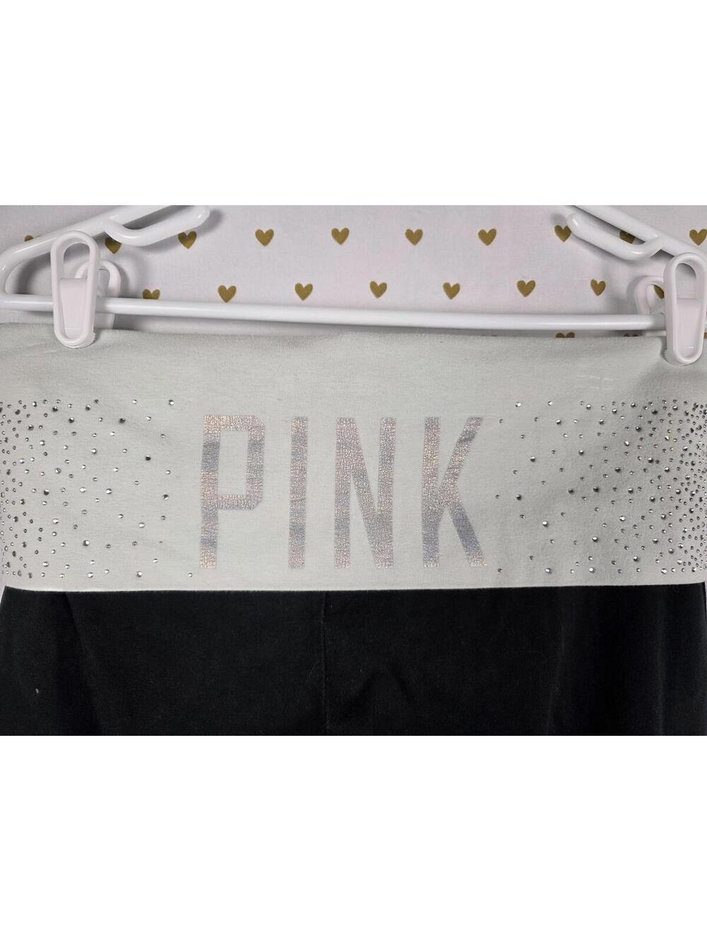 Victorias Secret PINK Y2K BLING Foldover Yoga Pants MEDIUM Leggings Rhinestone